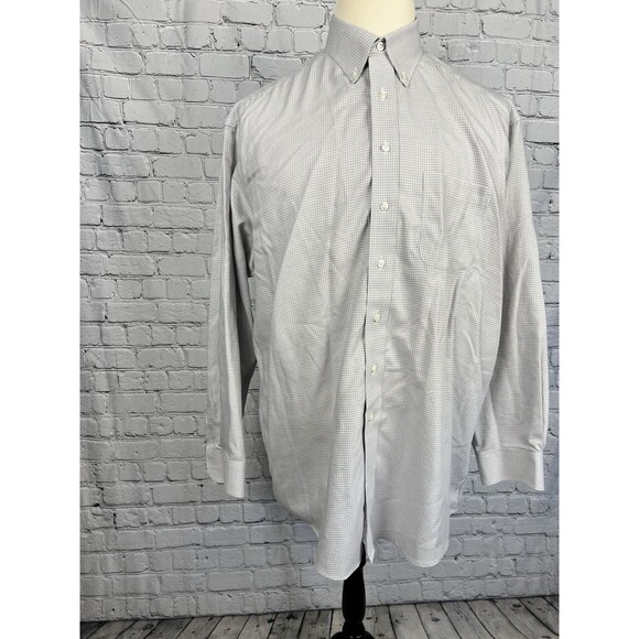 Gold Label Roundtree & Yorke Men’s 16 1/2-35 Button Down Dress Shirt Gray,White - Picture 3 of 9